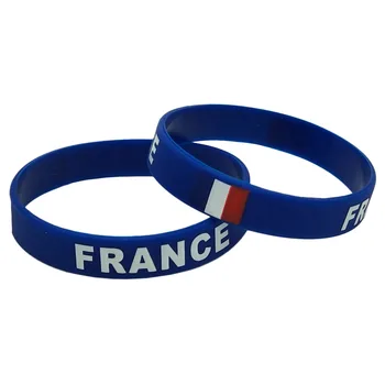 1 ADET Fransa Bayrağı Silikon Bileklik Mavi Futbol Spor Hatıra Silikon Kauçuk Bilezik ve Bilezikler Kadın Erkek Hediyeler SH220