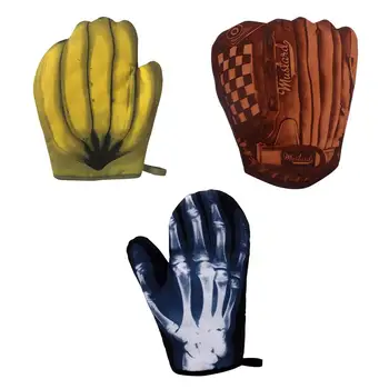 1 Adet kaymaz Pamuk fırın eldiveni Muz beyzbol eldiveni Mikrodalga Fırın Isıya dayanıklı Pişirme Anti-haşlanma Eldiven barbekü eldivenleri