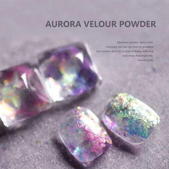 1 Kavanoz Aurora Kar Kadife Tozu Tırnak Sanat Takı İnce Opal Kadife Glitter Toz Rüya Gibi Yüksek parlaklık Tırnak Bulut Brokar Payetler