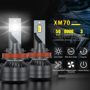 1 Çift LED Araba Far Yüksek Güç Ampul Sis Lambası 3000 K / 4300 K / 6000 K H4 H7 8000LM H11 H1 9003 9005 9006 HB3 HB4 Su Geçirmez