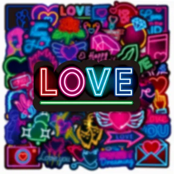 10/30/50 ADET Neon ışık Sevgililer Günü Aşk Çıkartmalar Graffiti Dizüstü telefon kılıfı Hediye Kutusu Bagaj Su Geçirmez Karikatür Etiket Paketleri