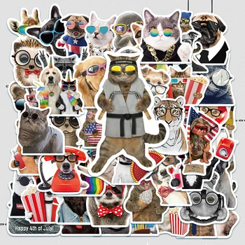 10/50 ADET Komik Kediler Köpekler Gözlük Kawaii Hayvan Çıkartmalar Dizüstü Motosiklet Dizüstü Buzdolabı Graffiti Çocuk Hediye Etiket