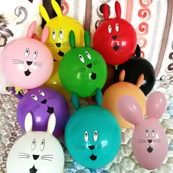 10 adet 12 inç baskılı lateks balon tavşan şekilli çocuk oyuncak top karikatür hayvan balonlar doğum günü dekorasyon
