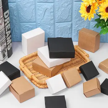 10 adet 9 boyutları Küçük Kraft kağit kutu Kahverengi Karton El Yapımı Sabun Kutusu Beyaz kraft el işi kağıdı Hediye Kutusu Siyah mücevher kutusu ambalaj