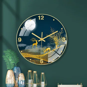 12 inç basit yaratıcı sessiz duvar saati İskandinav moda kristal porselen saat ev oturma odası duvar cam saat