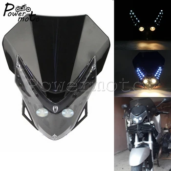 12V Evrensel Motosiklet LED Far Kafa Lambası Fairing SMD Dönüş Sinyali İşık Yamaha 125 250 Enduros Kir Bisikletleri Çift Spor