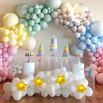 138 adet Sihirli Unicorn Macaron Çok Renkli Balonlar Garland Kemer Seti Dekor Pastel Bebek Duş Çocuk Kız Ve Erkek Doğum Günü Partisi