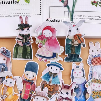 16 ADET / 14 adet Victoria Tavşan Çıkartmalar El Sanatları Ve Scrapbooking çıkartmaları kitap Öğrenci etiket Dekoratif sticker çocuk oyuncakları