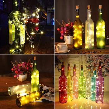 1M şarap şişe ışıkları mantar LED dize ışık bakır tel peri garland ışıkları noel tatili parti düğün dekorasyon