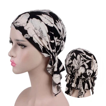 2020 moda baskı kadın türban kaput yumuşak elastik çiçekler bayan şal başörtüsü başörtüsü kapaklar turbante kadın müslüman headdress