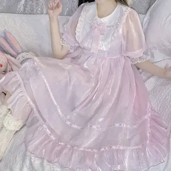2020 Yeni Yaz çay partisi Japon Kız Lolita Bebek Yaka Yay Bel Sarılma tatlı lolita Elbise kadın lolita prenses elbise