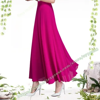 2021 Yaz Yeni Kadın Moda Kırmızı Düz Renk Şifon Yüksek Bel A-line Büyük Artı Boyutu Bayanlar Uzun Maxi Etekler bayan