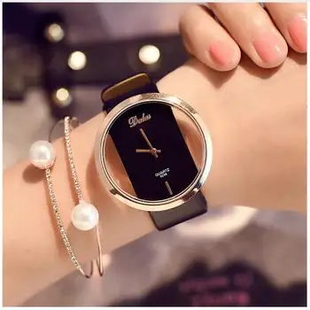 2021 Yeni Stil Moda kadın Lüks Deri Band Analog Kuvars kol saati Bayanlar İzle Kadınlar Elbise Reloj Mujer Siyah Saat