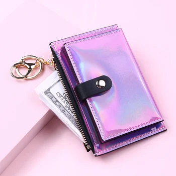 2022 Yeni Moda Şeffaf Cüzdan Kadın Kısa PVC Şeffaf Kore Holografik kart tutucu Kadın Sevimli Çanta Bozuk Para Çantaları