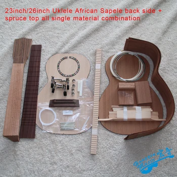 23 inç/26 inç Ukulele Afrika Sapelli Tüm Tek Kombinasyon DIY Ukulele Kiti Seti Enstrüman Aksesuarları