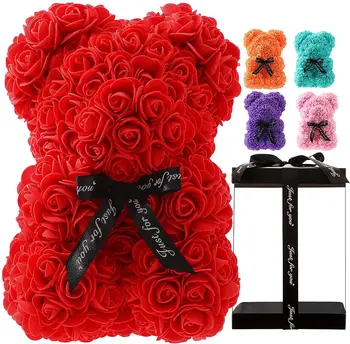 25cm Oyuncak Kırmızı Gül Ayı Sevgililer Günü Hediyesi yapay çiçekler Yıldönümü Düğün kadın anneler Günü Hediyeleri Ev Dekorasyonu