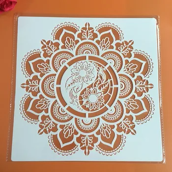 30 * 30 cm boyutu dıy zanaat Mandala Tai Chi kalıp boyama şablonlar damgalı fotoğraf albümü kabartmalı kağıt kartı ahşap, kumaş, duvar