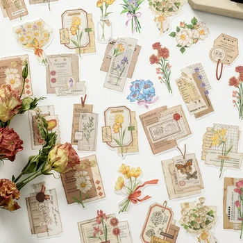 30 Adet / grup Vintage Çiçek Washi Çıkartmalar Kawaii Kırtasiye Sticker Planlayıcısı Önemsiz Günlüğü Dekoratif Scrapbooking DIY Craft Sticker