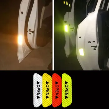 4 adet Yansıtıcı araba çıkartmaları yaratıcı kişilik araba dekorasyon kapı açık kapı gece güvenlik uyarı hatırlatma araba vücut sticker