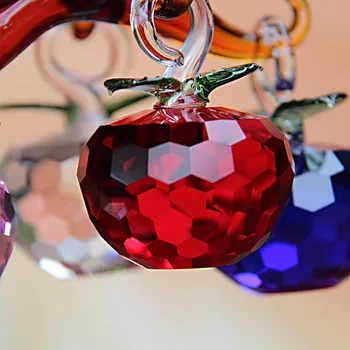 40mm Yeni Yıl Noel Ağacı Asılı Kesim Kristal Cam Elma Süsler Yapay zanaat Navidad Perdeleri Ev doğum dekor ev
