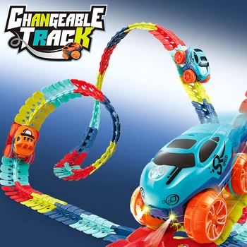 46-184 adet Sıfır Yerçekimi Yarış Parçaları Demiryolu oyuncak arabalar Çocuklar için Değiştirilebilir Esnek Yarış Pisti demiryolu oyuncak Çocuklar için Hediyeler