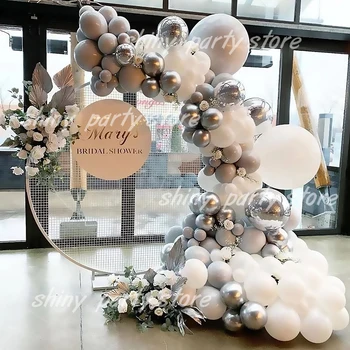 5-18 inç Beyaz Balon Krom Metal Altın Gümüş Lateks Balonlar Doğum Günü Partisi Dekorasyon Düğün Arka Plan Parti Dekor Malzemeleri