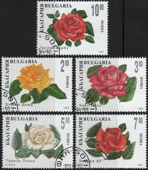 5 Adet/takım Bulgaristan Posta Pulları 1994 Gül Çiçek Kullanılan Posta İşaretli Posta Pulları Toplamak için