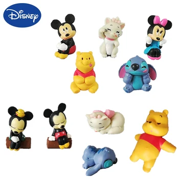 5 adet / takım Disney Winnie The Pooh Anime Figürü Mickey Mouse Minnie Dikiş Film Kawaii Koleksiyon Heykelcik PVC Masa Süsleme Oyuncaklar