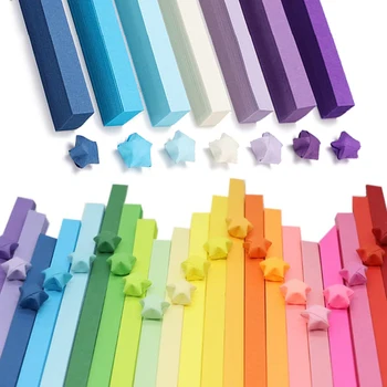 540 Sayfalık Origami Yıldız Kağıt Strips27Colors Katlanır Kağıt Renkli Çift Taraflı Şanslı Yıldız Origami DIY El Sanatları Yapmak Ev dekor