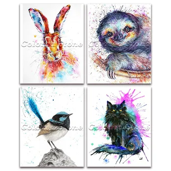 5D Tam Kare Elmas boyama nakış Çapraz dikiş Hayvanlar renkli kuş bunny tembellik kedi DIY Yuvarlak Matkap Çizim mozaik 102