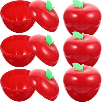 6 adet Elma Şeklinde Şeker Kutuları Düğün Noel Favor Kutusu Plastik Şeker Kutuları Elma Şekilli DIY Şeker Hediye Kutusu 6 adet Parlak Kırmızı