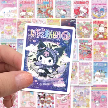 60 adet Sanrio Posteri Sticker Hello Kitty Kulome Sevimli Anime Dekoratif El Kitabı Sticker Kaykay Dizüstü Kız Su Geçirmez Oyuncak Hediye