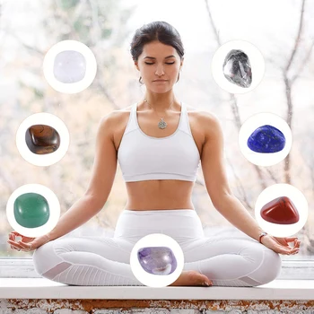 7 Çakralar Doğal Taş Mor Kristal Mevcut Reiki Şifa Kristalleri Taş Boncuk Yedi Darbe Yuvarlak Yoga Enerji şifa taşı