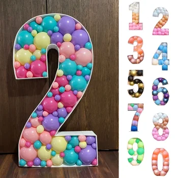 73cm Büyük Sayı Mozaik Çerçeve Standı Balon Dolum Kutusu DIY Bebek Duş Doğum Günü Mektubu Alfabe Yıldönümü düğün Dekorasyon