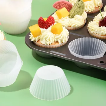7cm Şeffaf Kek Kalıbı DIY Yapışmaz İsıya Dayanıklı Yeniden Kullanılabilir Silikon Kek Kalıpları Kek Muffin Kalıp Pişirme Aksesuarları