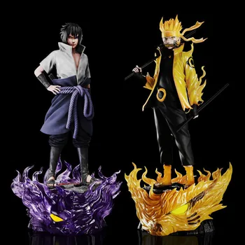 Anime Naruto Uchiha Sasuke GK Uzumaki Naruto Aksiyon Figürü 35cm PVC Heykelcik Dekorasyon Koleksiyon Model Oyuncaklar Hediyeler