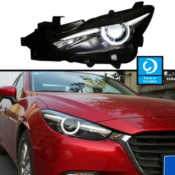 Araba Ön Far Mazda 3 2017-2018 için Mazda3 Axela Fiesta LED Far Şekillendirici Dinamik Dönüş Sinyali Lens Otomotiv 2 ADET