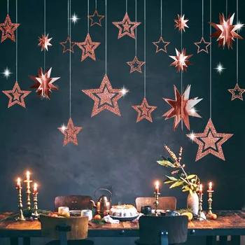 Asılı seramik Twinkle Star Kağıt Düğün Noel Dekor Çocuk Doğum günü Parti Malzemeleri için içi Boş Yıldız Süsler Asılı Sız 