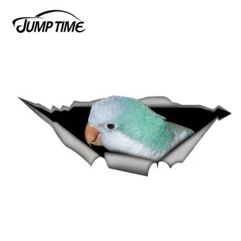 Atlama Zamanı 13cm x 4.8 cm Mavi Quaker Papağan Etiket Yırtık Metal Tampon Çıkartması Komik Araba Çıkartmaları Pencere Gövde Hayvan 3D Araba Styling