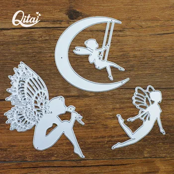 Ay Küçük Melek Peri QITAI 3 adet / paket Metal Kesme Ölür DIY Scrapbooking Kağıt Kartı El Sanatları Yaratıcı Dekorasyon İşi MD126