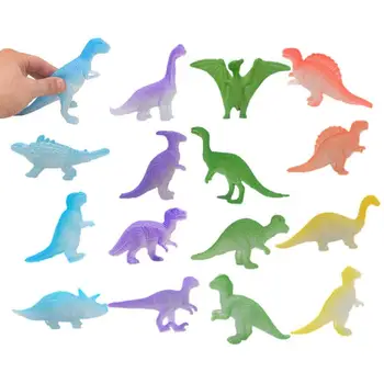 Aydınlık Mini Dinozor Modeli Oyuncak PP Glow Karanlık Dekorasyon Çocuk Erkek Mini Hayvanlar Model Seti Doğum Günü Cadılar Bayramı