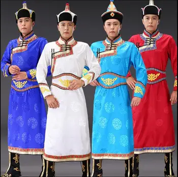 Azınlık dans kostümü Erkekler Geleneksel İşlemeli Çin Moğol Elbise