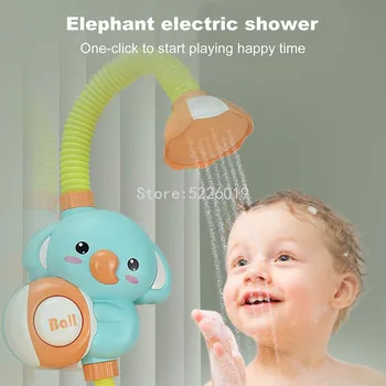 Banyo Oyuncakları Elektrikli Fil Su Sprey Çocuklar İçin Bebek banyo küveti Musluk Pompası 360 Derece Ayarlanabilir Hortum Duş Oyuncaklar