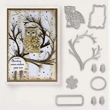 Baykuş Ağaç Dalı Metal Kesme Ölür Şablonlar için Kalıp Kesim DIY Scrapbooking Albümü Kağıt Kartı Kabartma