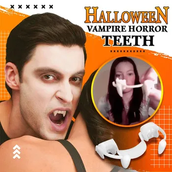 Cadılar bayramı Vampir Dişleri Korku Geri Çekilebilir Protez Zombi Dişleri Küçük Kaplan Dişleri Vampir Dişleri DIY Cosplay Parti Kaynağı Sahne