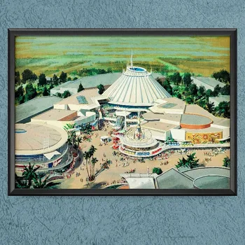 Disney Tomorrowland Konsept Posteri Baskılar Disneyland Sihirli Krallık Broşür Hatıra Tuval Boyama Duvar Sanatı Ev Dekor