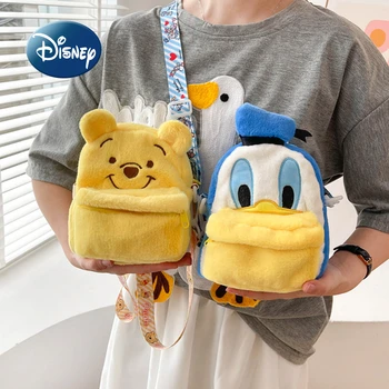 Disney Winnie The Pooh 2022 Yeni Peluş Sırt Çantası Kız Peluş Bir Omuz askılı çanta Karikatür Moda çocuk Mini Sırt Çantası