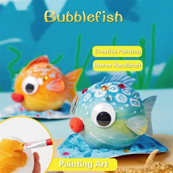 DIY Kabarcık Balık Çizim Oyuncaklar Çocuklar İçin Köpük Topu Boyama Anaokulu Sanat Çocuklar Zanaat Eğitici Oyuncaklar Süslemeleri Hediyeler