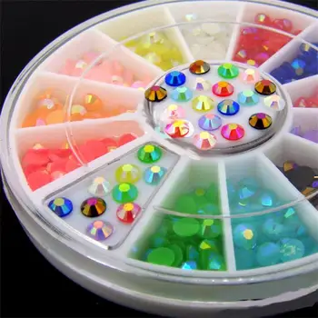 DIY tırnak mix renkler 3mm AB jöle Akrilik kristal Glitter Tırnak Rhinestones Tırnak Sanat Dekorasyon Araçları