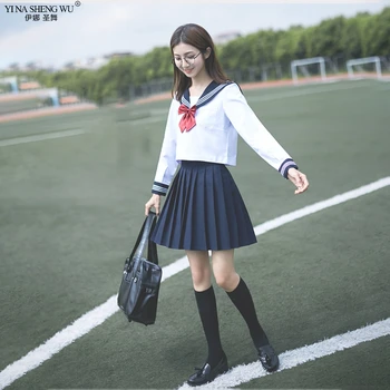 Donanma Denizci Anime Etekler JK Japon okul üniforması Öğrencileri Kore SetKawaii Kız Beyaz Cosplay Mezuniyet Japonya Gömlek Giyim